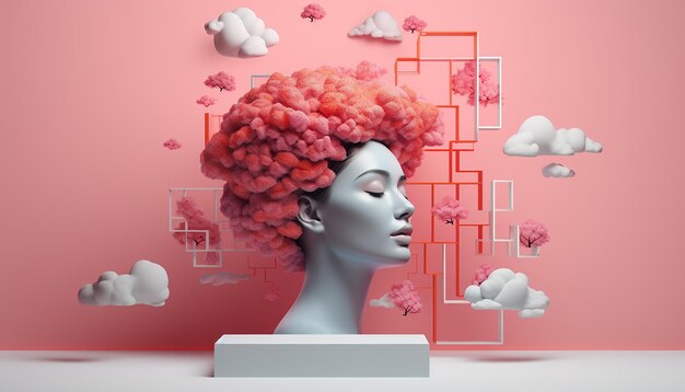 Design mínimo de pôster do dia mundial da saúde mental em 3D