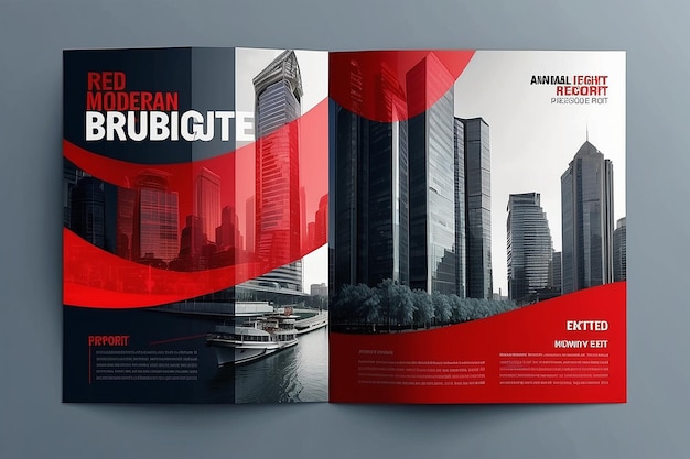 Design moderno de brochura vermelha Modelo de negócio corporativo para revista de catálogo de relatórios anuais