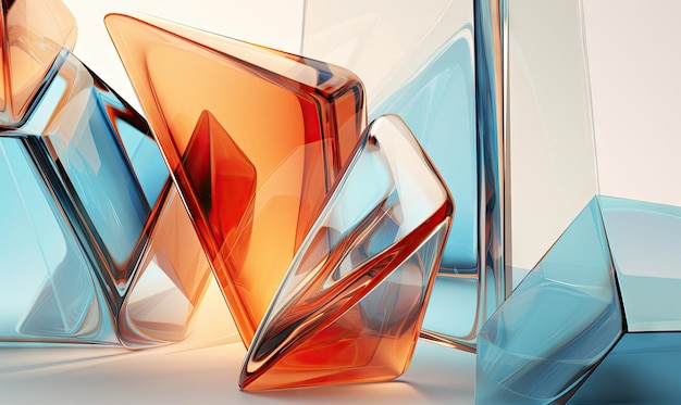 Design moderno de morfismo de vidro com estruturas de vidro azul e laranja Criado com ferramentas generativas de IA