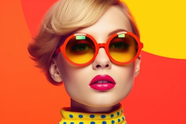 Design moderno de óculos de sol Mulher confiante Bela imagem de ilustração IA generativa