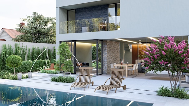 design moderno de quintal com piscina