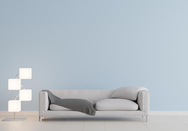 Design moderno de sala de estar interior e fundo de textura de padrão de parede com lâmpada de pé