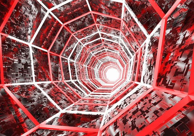 Design moderno techno futurista de ficção científica, renderização em 3d, cor de néon e lúmens de iluminação