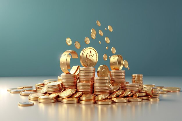 Design-Münze, Geld, Gold, Anzeige, Illustration, niedliches Business-Finanzmarketing, 3D-Rendering