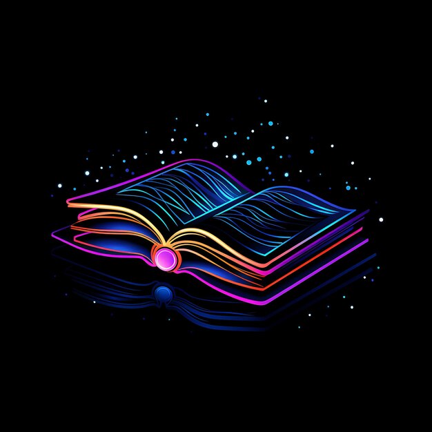 Design of Book Intellectual Indigo Curved Neon Lines Óculos Decoratio Clipart Tshirt Design Glow