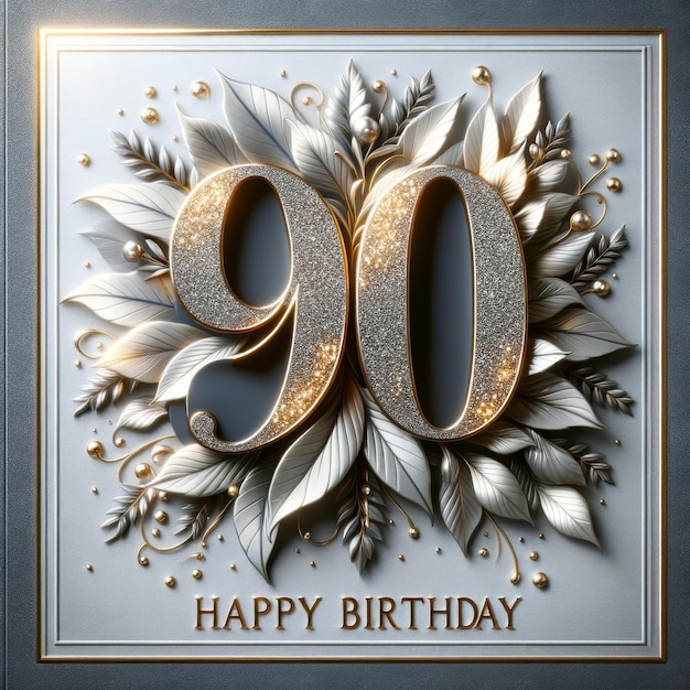 Design opulento de número de aniversário de 90 anos