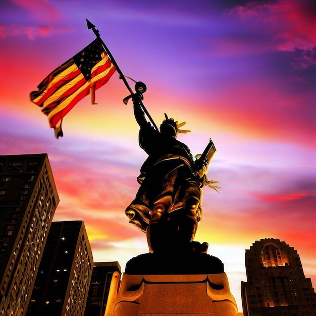 Design para o Dia de Colombo Estátua de Colombo Dia da Independência Americana Dia da Bandeira EUA etc.