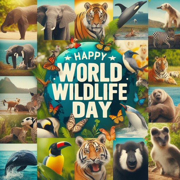 Foto design para o dia mundial da vida selvagem e o dia mundial dos animais