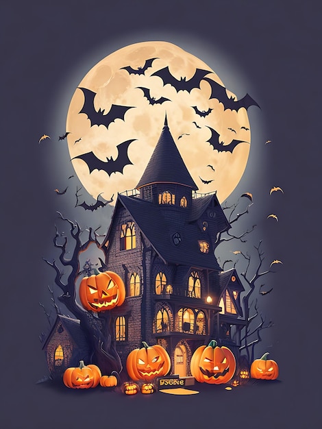 design plano de halloween com cena escura