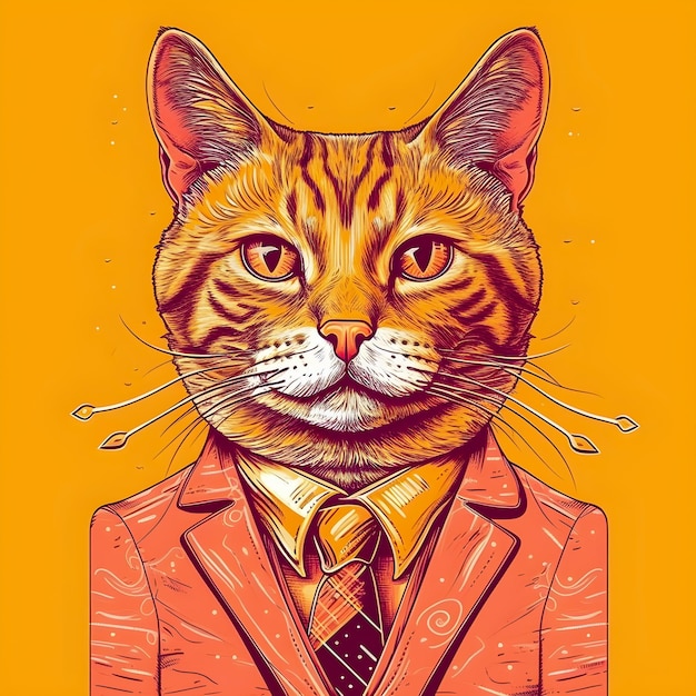 Design plano de ilustração de avatar de gato para cartão postal ou pôster de adesivo de camiseta