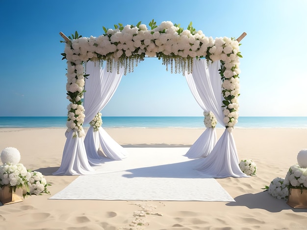 Design premium de palco para casamento na praia