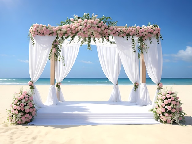 Design premium de palco para casamento na praia