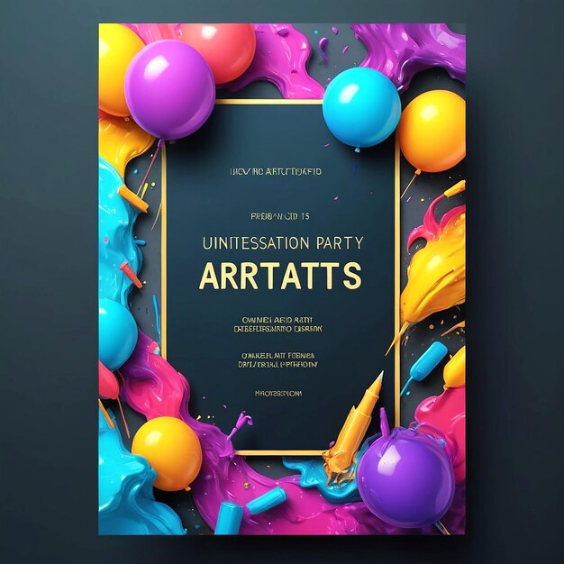 Design profissional de cartões de convite para festas criativos e vibrantes