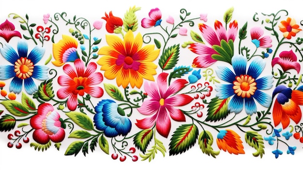 Foto design retro de padrão floral vetorial de estilo de arte popular mexicana inspirado em bordados tradicionais de m