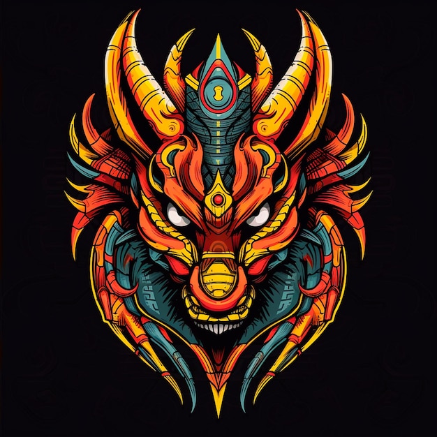 Design simplificado de estilo tribal de cabeça de dragão para capa de caneca de camiseta