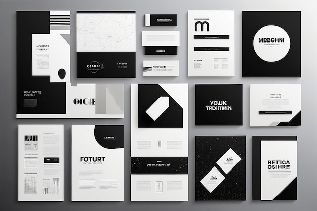 Design tipográfico e elementos de fundo minimalistas Um conjunto de elementos vetoriais
