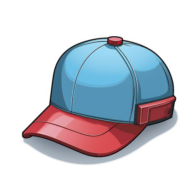 Design vetorial vibrante Megaapixel chapéu de encanador azul claro com fundo transparente com detalhes vermelhos
