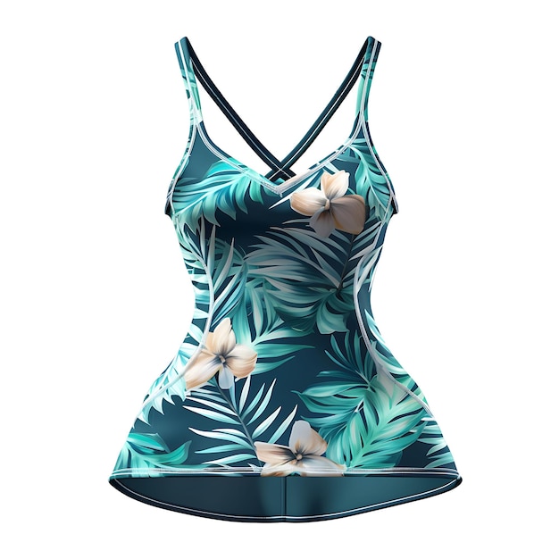 Design von Badeanzug, entworfen in einer One-Piece-Silhouette mit einem Halter, der nicht auf weißem BG-Blank isoliert ist.