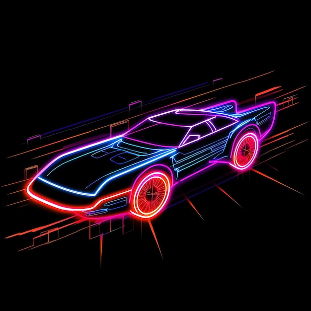 Foto design von cyberpunk transport borderline design neon lines style clipart t-shirt design glow