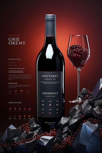 Design von Garnet-Wein-Accessoire-Verpackungen mit Burgund und Black Colo Poster Flyer-Menü-Konzept