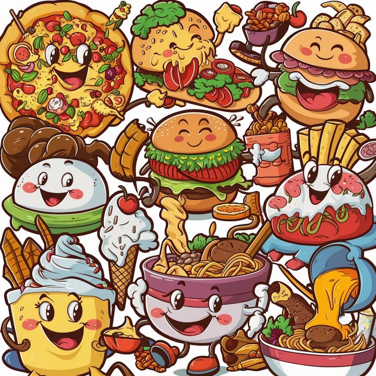 Foto design von lebensmittelvektor-cartoons