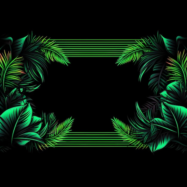 Design von Neon Jungle Borderline Design Neon Lines Style Tropical Plan Clipart T-Shirt Design Glow