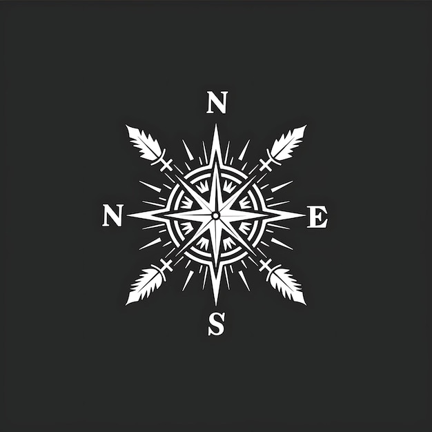 Foto design von vintage-kompass-logo mit dekorativen pfeilen und einem nautischen t-tattoo-tinte-kunstdesign einfach