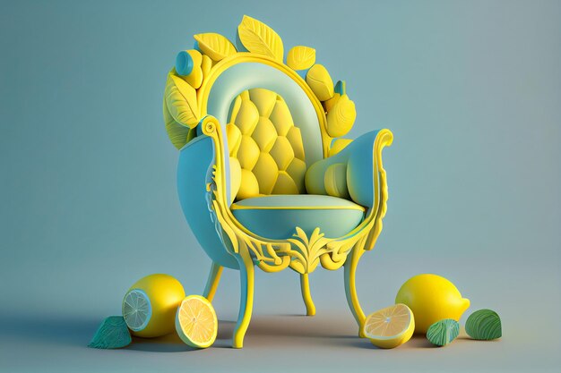 Designer weicher Sessel stilvolle Limon-Illustration Generative KI