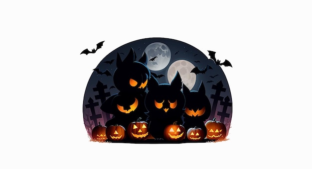 Designillustration Halloween-Nacht weißer Hintergrund