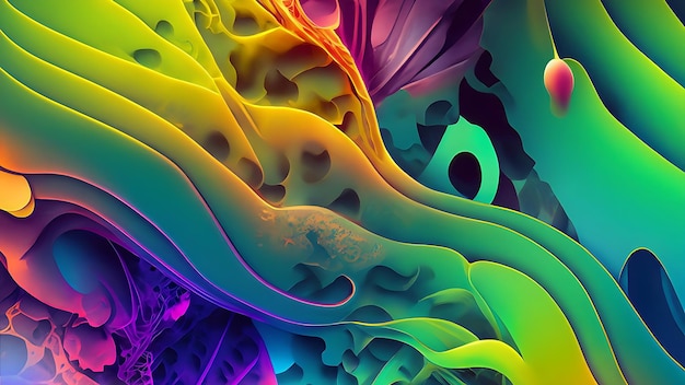 Designs de papel de parede abstrato orgânico neon vibrante para fundos coloridos