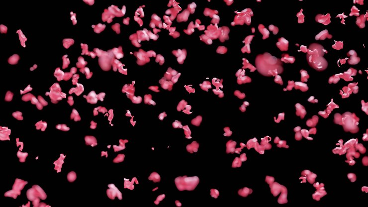 Desintegración rosa abstracta sobre un fondo negro