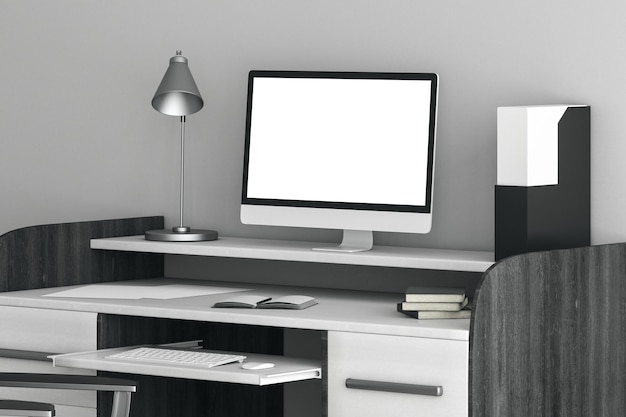 Desktop hipster com laptop branco