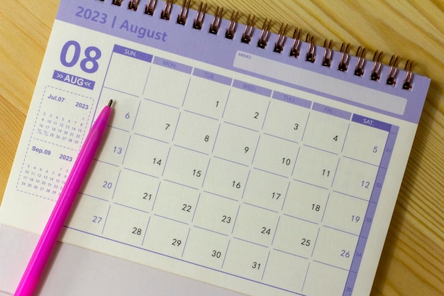 Desktop-Kalender für August 2023 Kalender für die Planung und Verwaltung jedes Datums