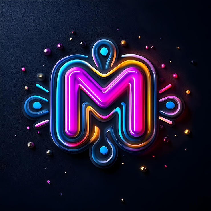 Foto deslumbrante logotipo de club nocturno de neón con tipografía dinámica en fondo oscuro