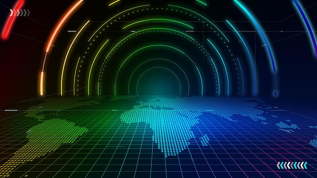 Foto deslumbrante mapa do mundo perspectiva canal túnel espaço tecnologia da internet