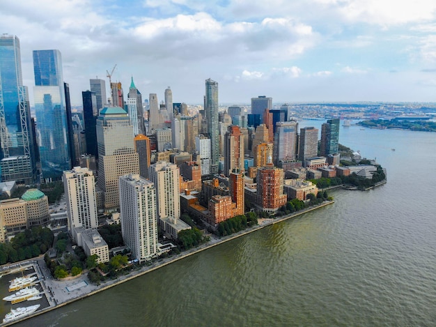 Deslumbrante vista aérea do horizonte de Manhattan com World Trade Center New York EUA