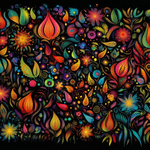 Deslumbrantes criaturas fractales patrones vibrantes y dingbats sucios llenos de colores brillantes en HD Bl