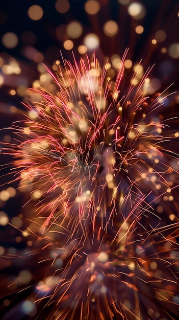 Deslumbrantes fogos de artifício iluminam o céu noturno com cores vivas