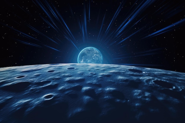 Desde la desolada extensión de la superficie de la Luna contemplar la impresionante vista de nuestra Tierra Azul