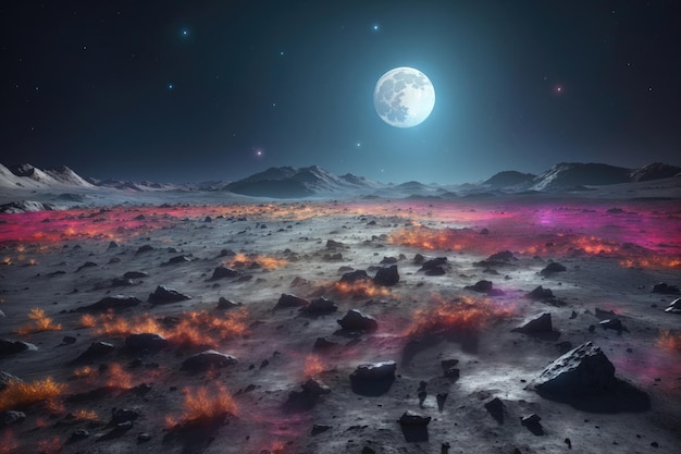 Desolate Lunar Surface The Barren and Eerie Land ai generativ