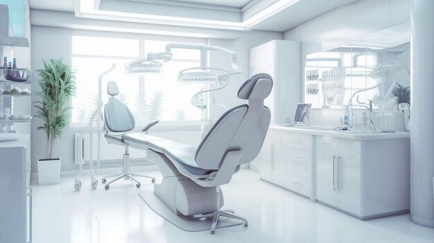 Foto despacho de dentista interior blanco ai generative