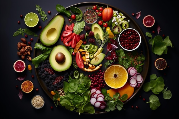 Despejar el plato con ensalada y otros alimentos saludables