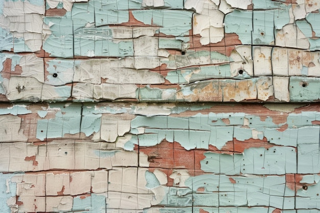 Despeje y fragmentación de la pintura en la superficie de madera vieja IA generativa