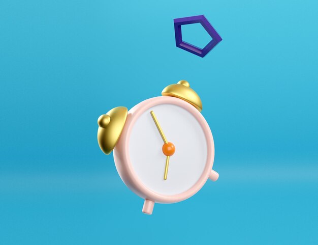 despertador 3d com elementos dourados