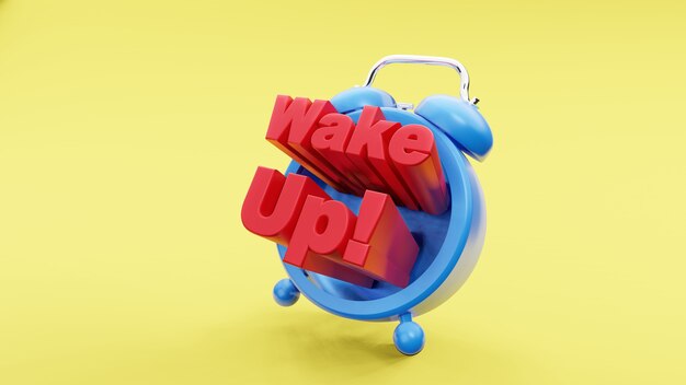 Despertador vintage retro con concepto de tiempo de redacción de despertar representación 3d