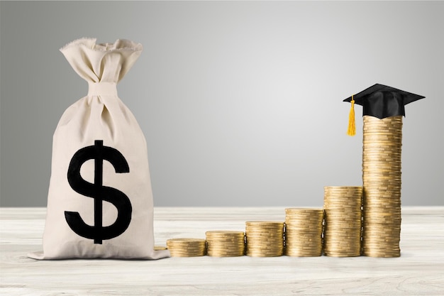 Despesas de educação ou empréstimo estudantil para o conceito de educação pós-secundária: bolsa de dólares,