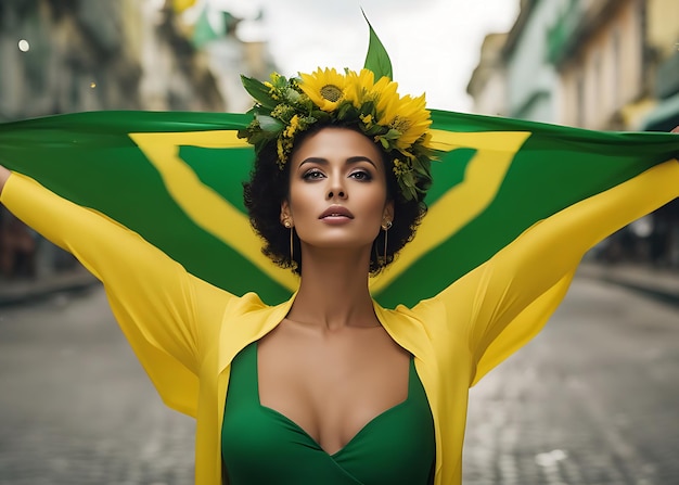 Desplegando los colores de la libertad con la bandera Alegría y orgullo del pueblo en el Día de la Independencia de Brasil Celeb