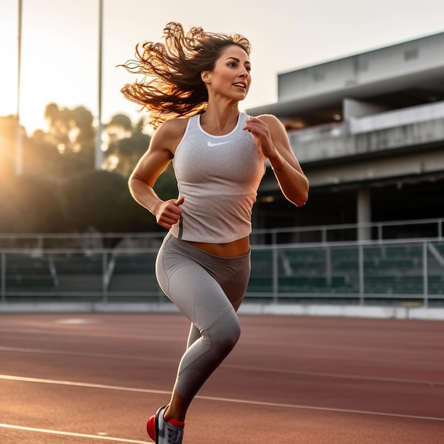 Foto desportista a correr numa pista