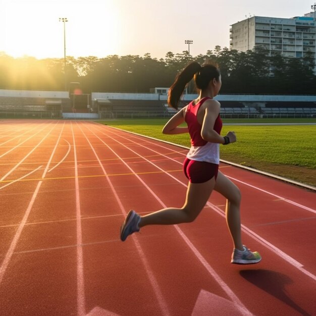 Desportista a correr numa pista