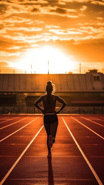 Desportista a correr numa pista